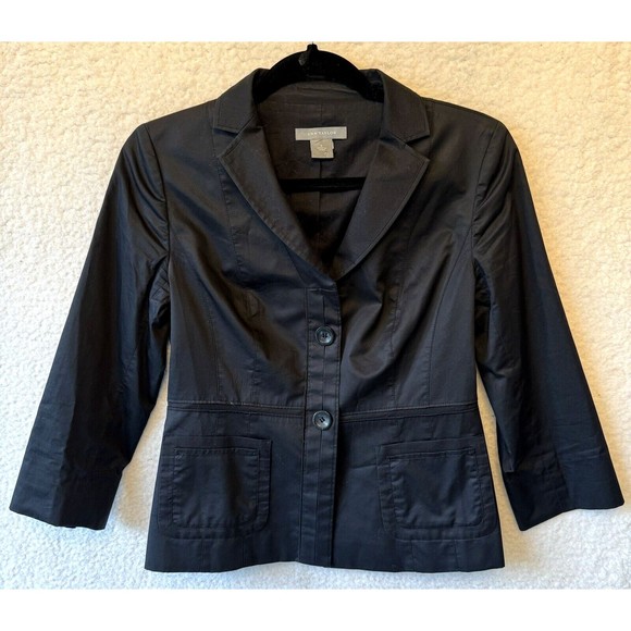 Ann Taylor Women’s Two Button Blazer Jacket Black Size 0 Business Career Capsule - Picture 1 of 7